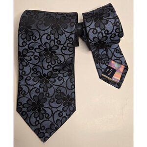 Ted Baker London Blue Jacquard Floral Print 100% Silk Tie Wedding Luxury Premium